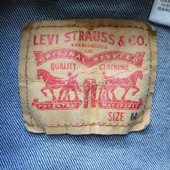 Levis Jacket Mens M Blue Trucker Dark Denim Stretch Western Flap Pockets Unisex - Picture 5 of 15